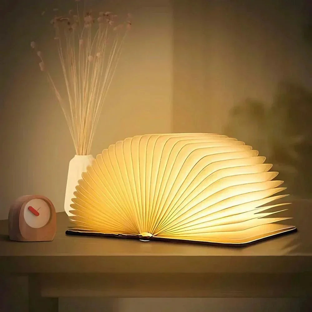 Lámpara de mesa portátil recargable plegable con diseño de libro