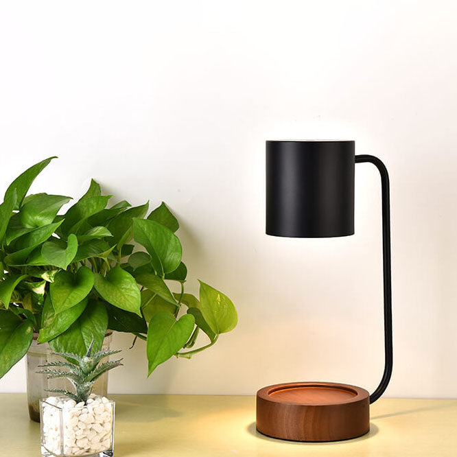 Lámpara de mesa japonesa minimalista de madera y metal, calentadora de velas