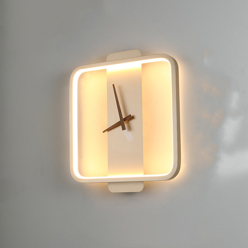 Reloj de acrílico nórdico minimalista y luz de pared para mesita de noche