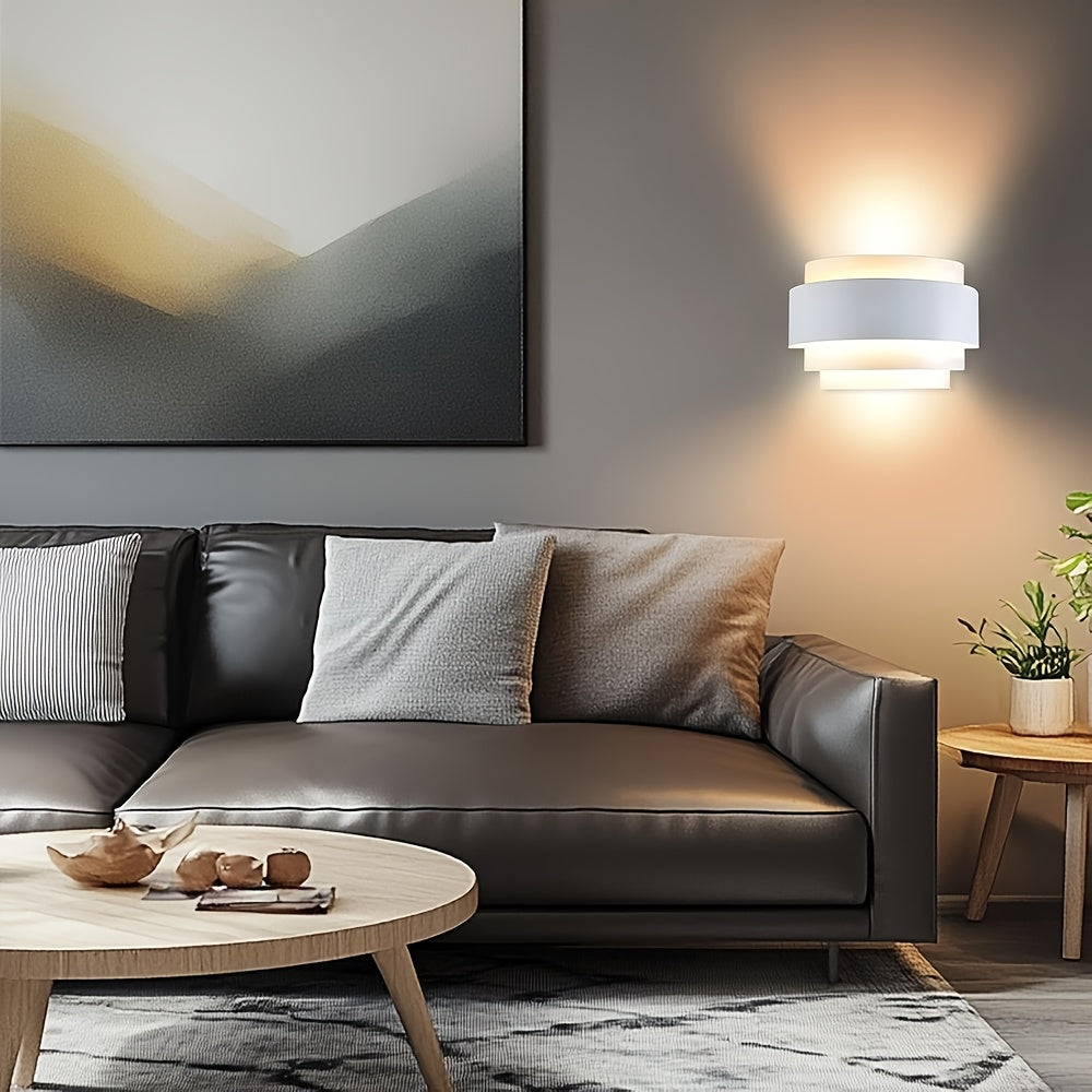 Aplique de pared arquitectónico escultórico de metal superpuesto con iluminación arriba y abajo