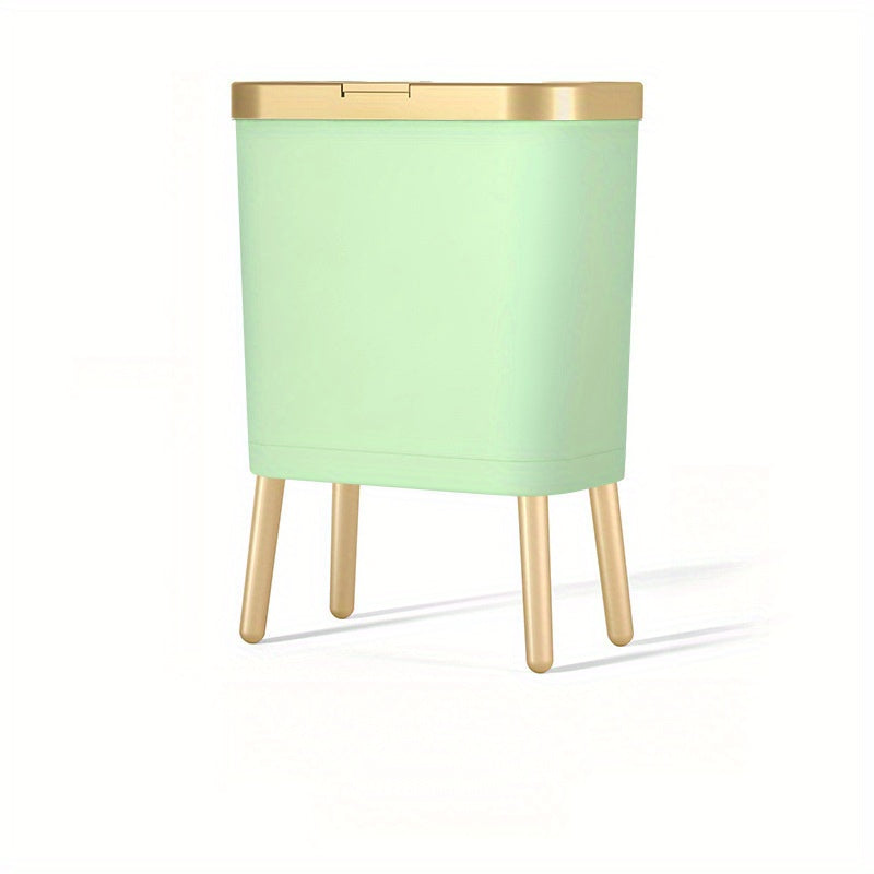 Papelera rectangular delgada y elevada con tapa abatible