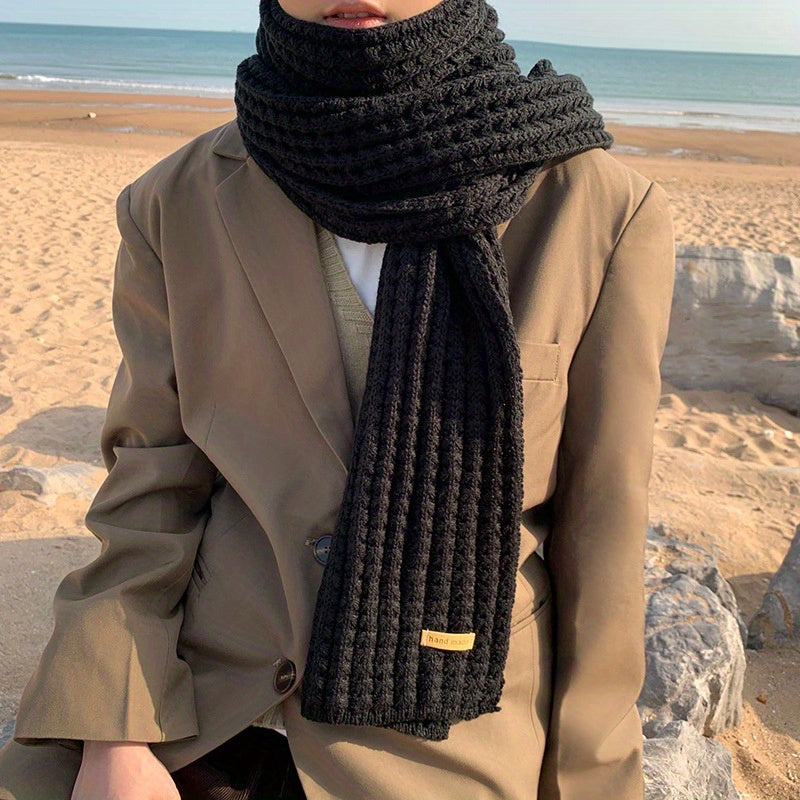 Bufanda de invierno unisex de poliéster tejido con estampado geométrico