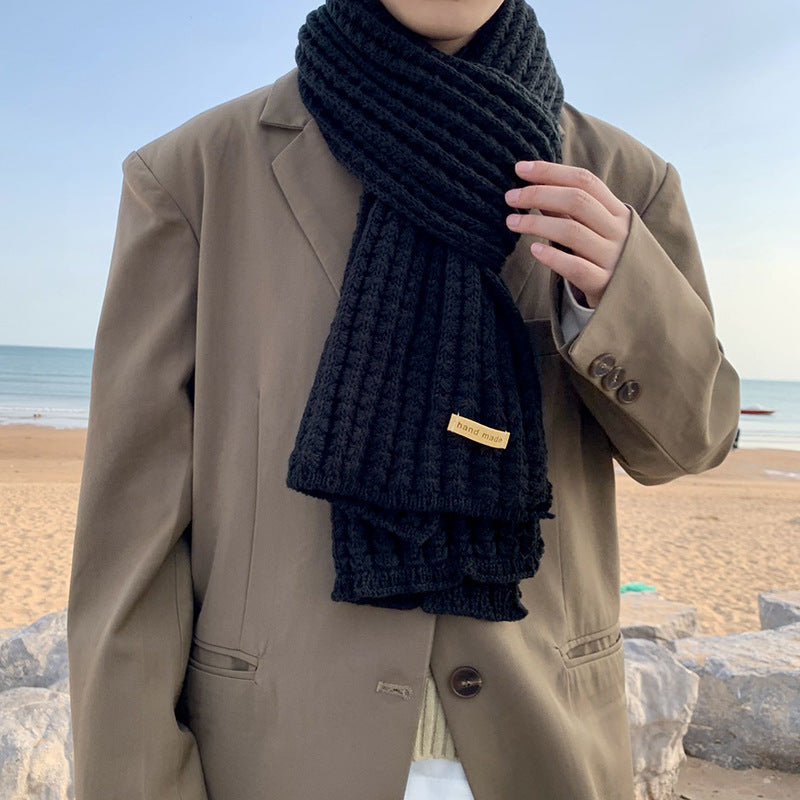 Bufanda de invierno unisex de poliéster tejido con estampado geométrico