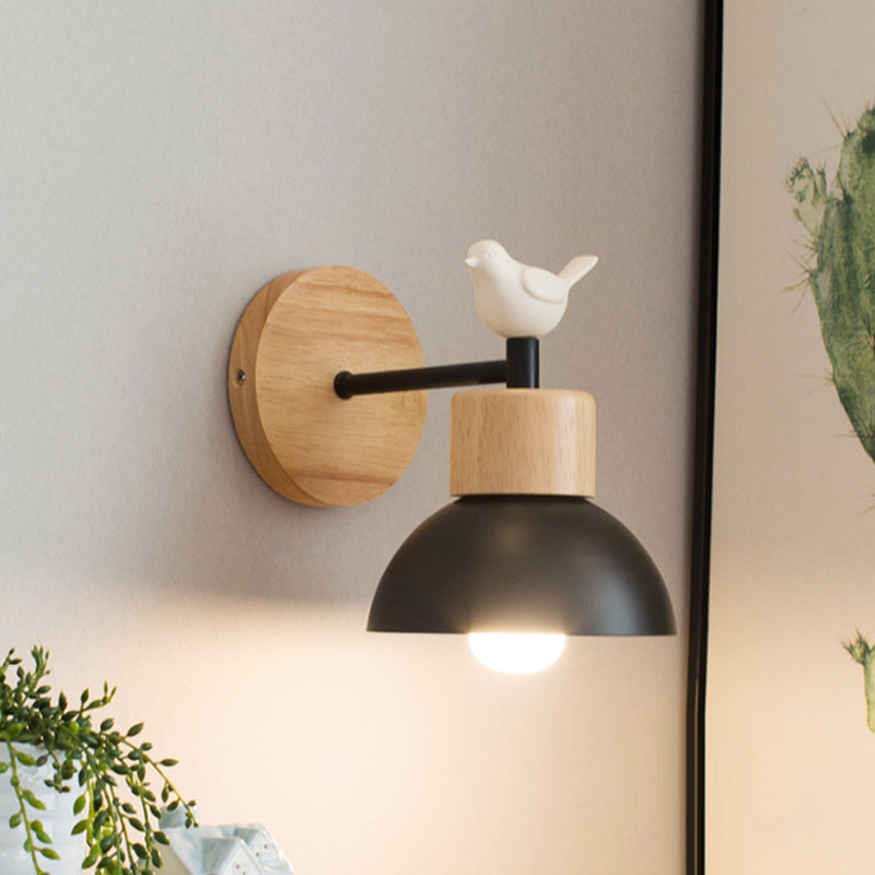 Aplique de pared minimalista nórdico de madera con escultura de pájaro posado