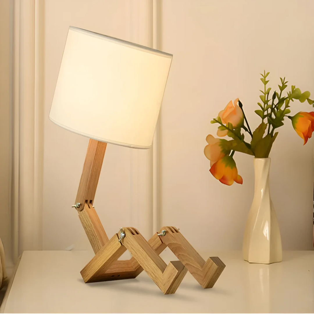 Lámpara de mesa nórdica de madera maciza ajustable y orientable