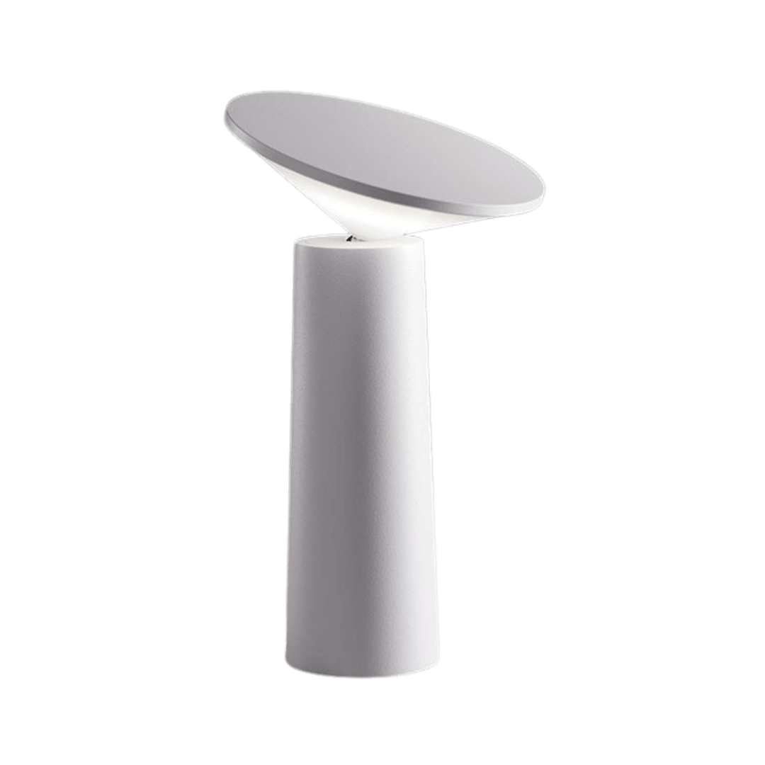 Lámpara de mesa escultural recargable, inalámbrica y regulable con silueta cónica