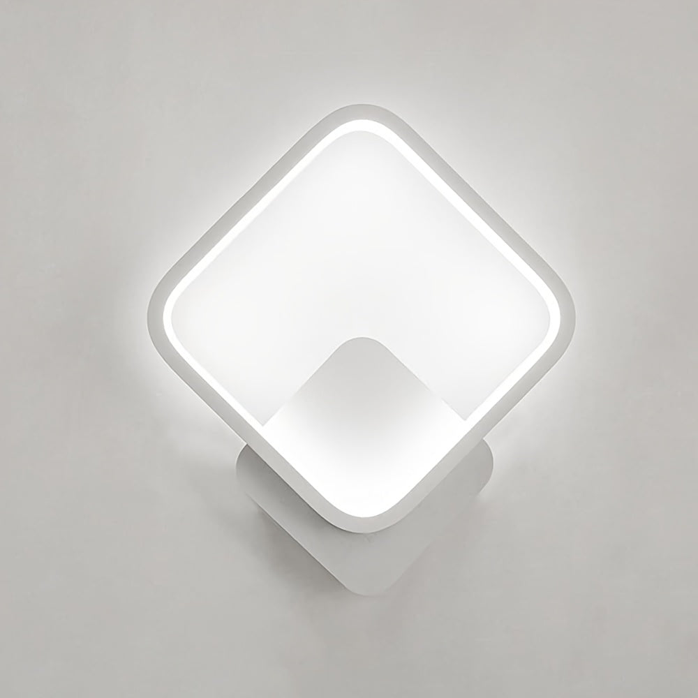 Aplique de pared minimalista cuadrado de metal geométrico, regulable, con difusor de acrílico