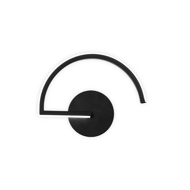 Aplique de pared minimalista con silueta de arco curvo y resplandor de halo