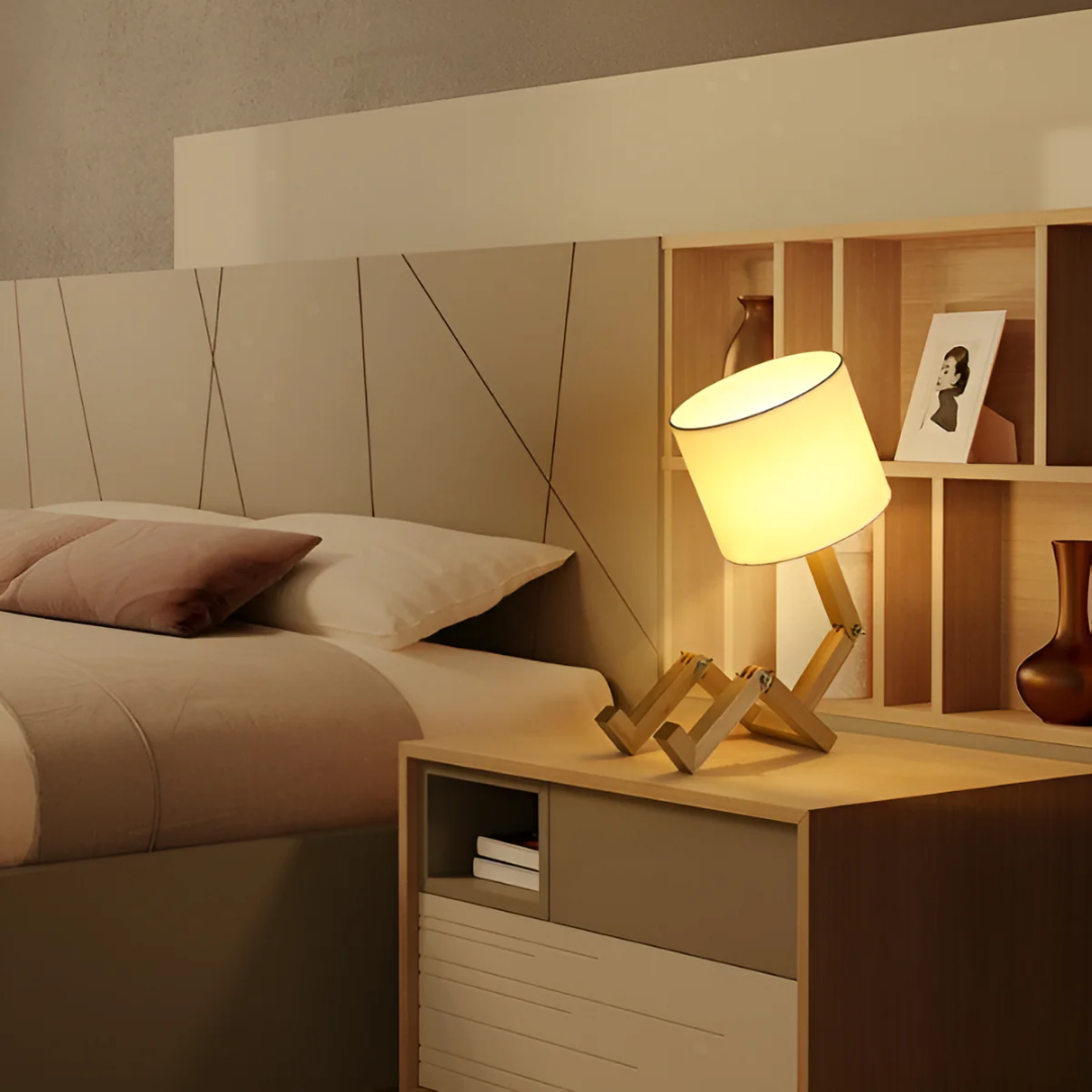 Lámpara de mesa nórdica de madera maciza ajustable y orientable