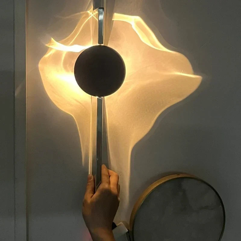 Luz de pared de aluminio y acero inoxidable, giratoria, con proyección de ondas