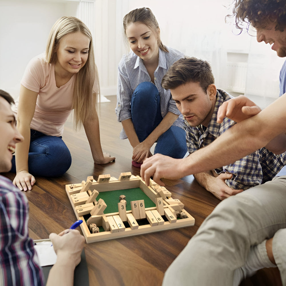 Juego de mesa familiar compacto de aprendizaje matemático, de madera y forma cuadrada
