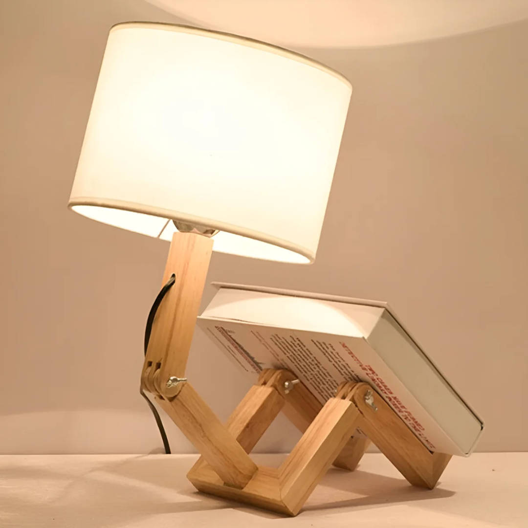 Lámpara de mesa nórdica de madera maciza ajustable y orientable