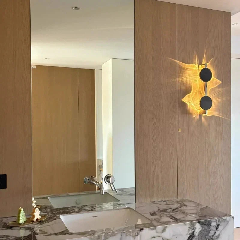 Luz de pared de aluminio y acero inoxidable, giratoria, con proyección de ondas
