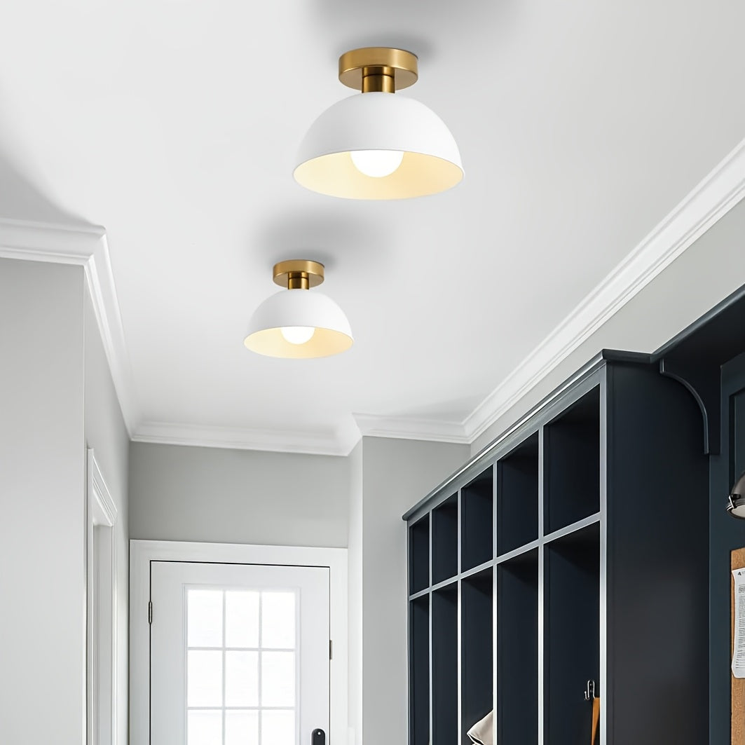 Lámpara de techo semiflush minimalista con cúpula de metal mate