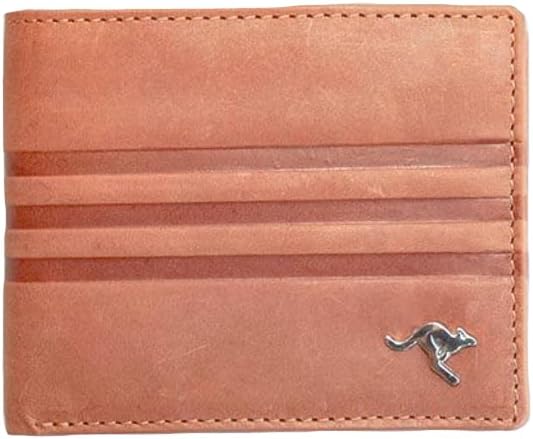 Cartera plegable de cuero genuino, tipo bifold, con alfiler de canguro aborigen