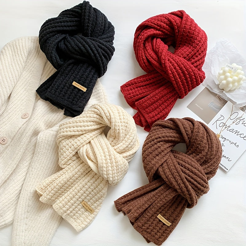 Bufanda de invierno unisex de poliéster tejido con estampado geométrico