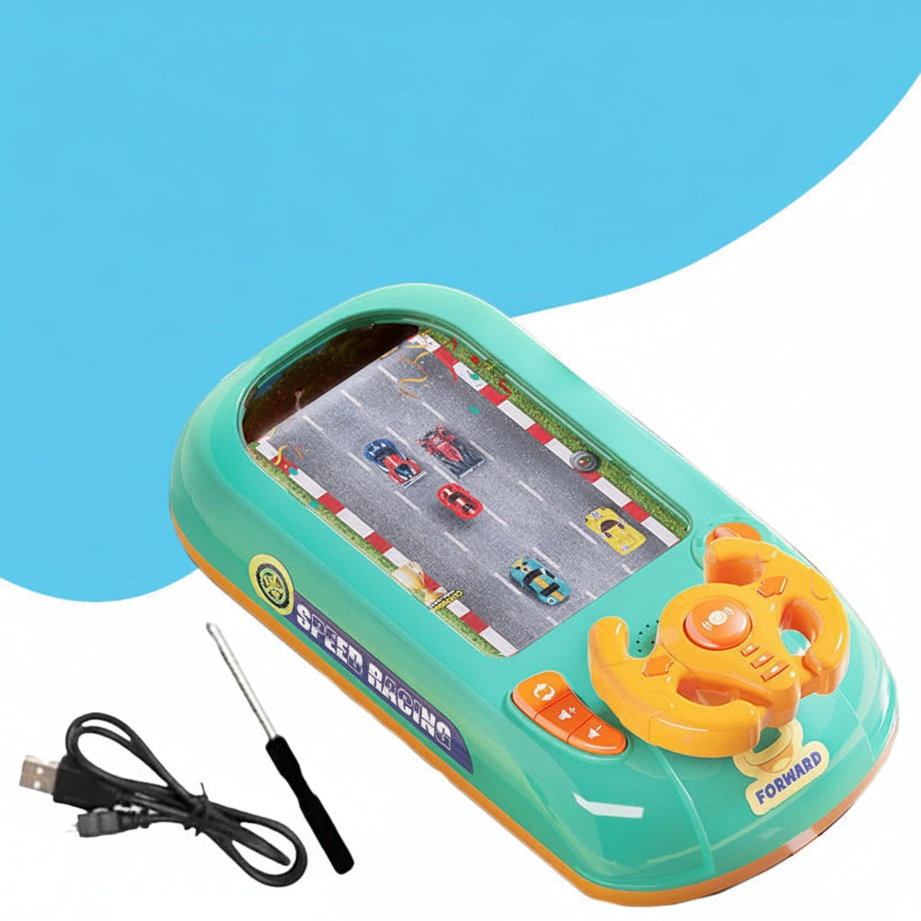Juguete de consola de carreras con volante interactivo, sin pantalla
