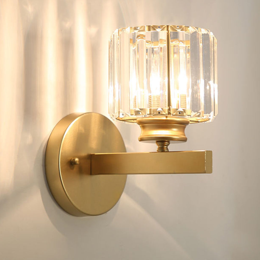 Lámpara de pared moderna de hierro con panel de cristal facetado