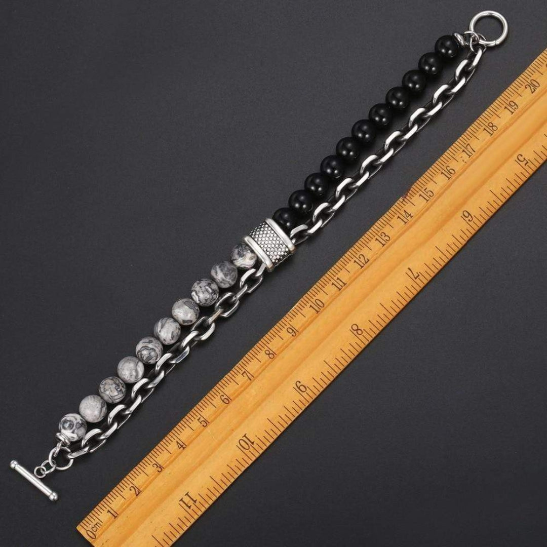 Pulsera protectora de hombre con cuentas de piedra de jaspe natural