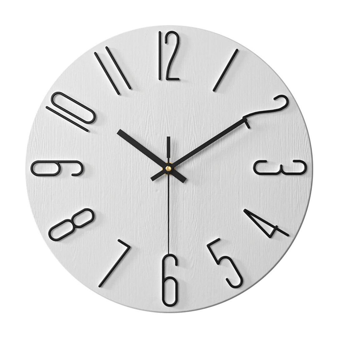 Reloj de pared minimalista escandinavo de cuarzo silencioso con detalles dorados