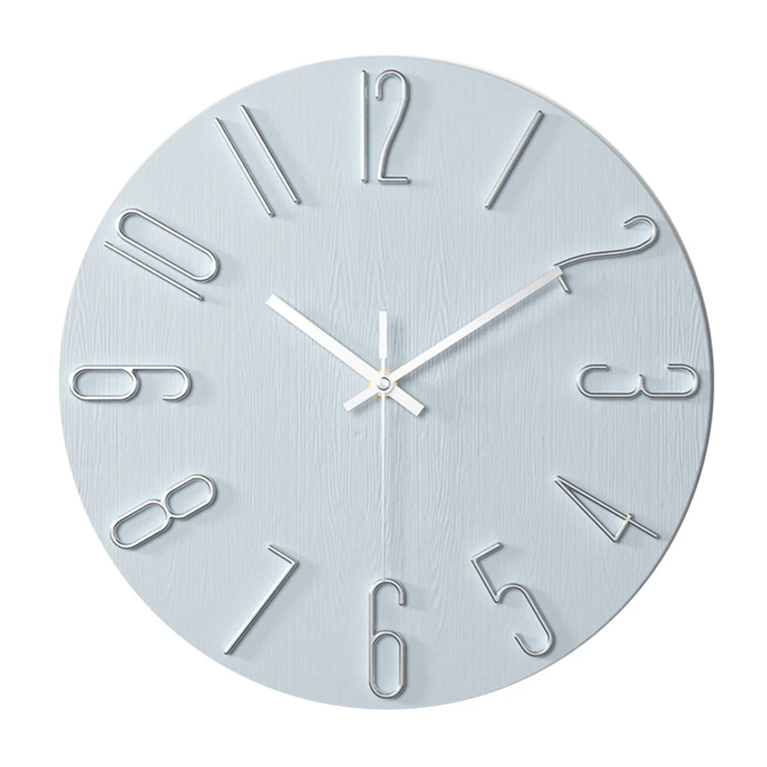 Reloj de pared minimalista escandinavo de cuarzo silencioso con detalles dorados