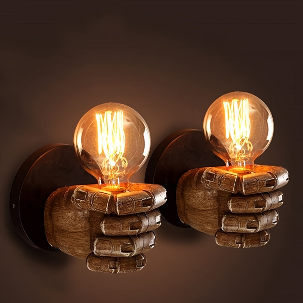 Lámpara de pared industrial escultórica de resina con forma de mano