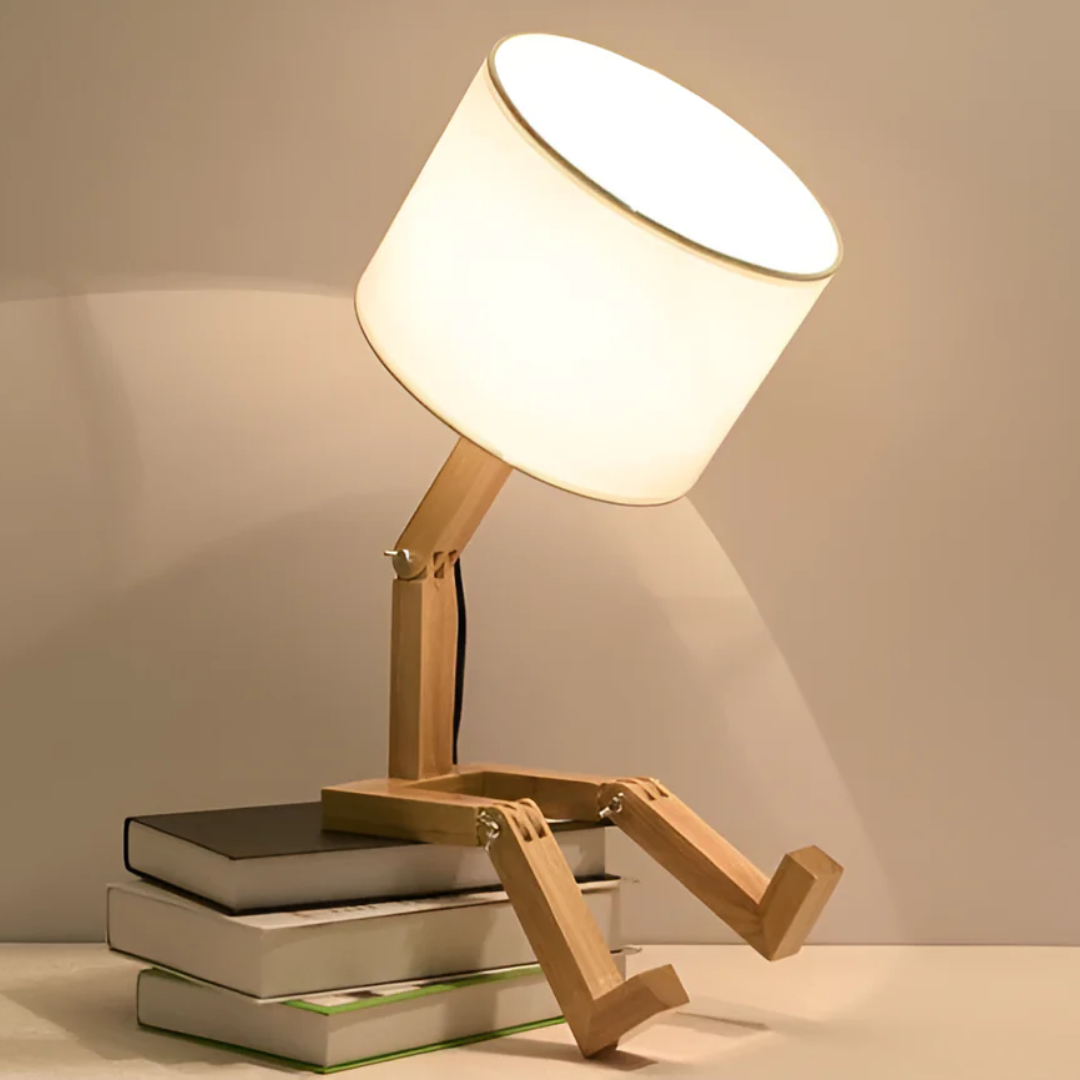 Lámpara de mesa nórdica de madera maciza ajustable y orientable