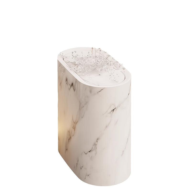 Papelera ovalada con diseño de mármol y tapa ajustada