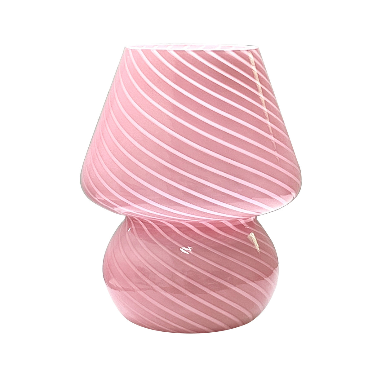 Lámpara de mesa de cristal artístico en espiral con forma de champiñón y regulable