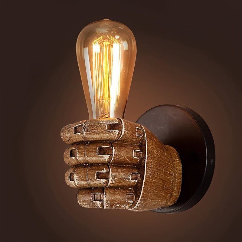 Lámpara de pared industrial escultórica de resina con forma de mano