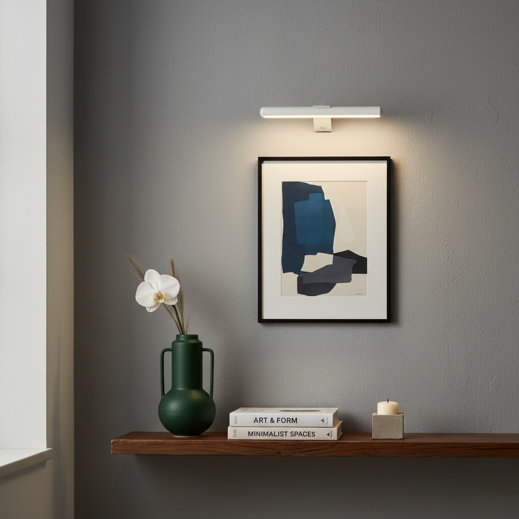 Luz de pared giratoria y recargable, sin cables, con soporte magnético para exhibir obras de arte