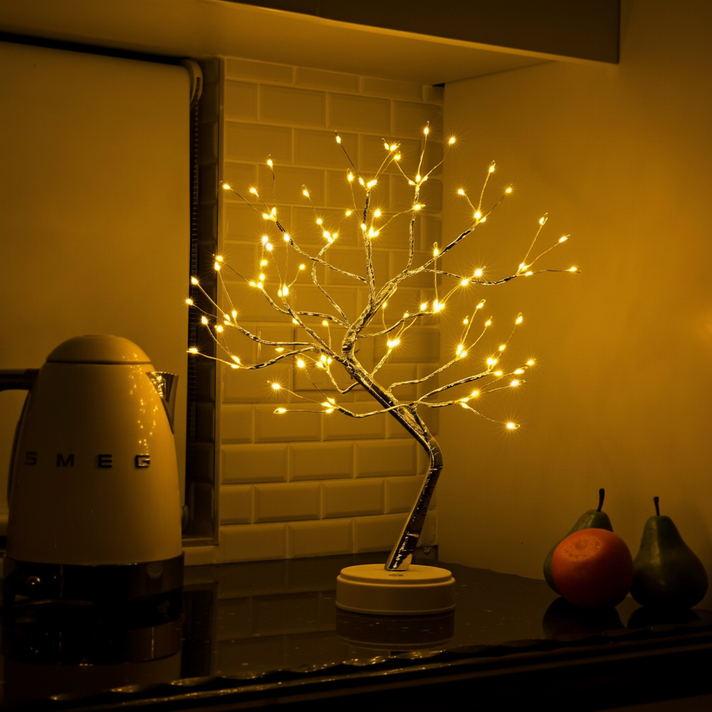 Lámpara de mesa decorativa inspirada en la naturaleza con diseño de bonsái