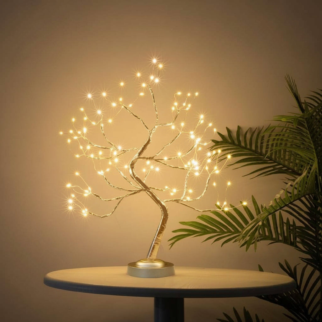 Lámpara de mesa decorativa inspirada en la naturaleza con diseño de bonsái