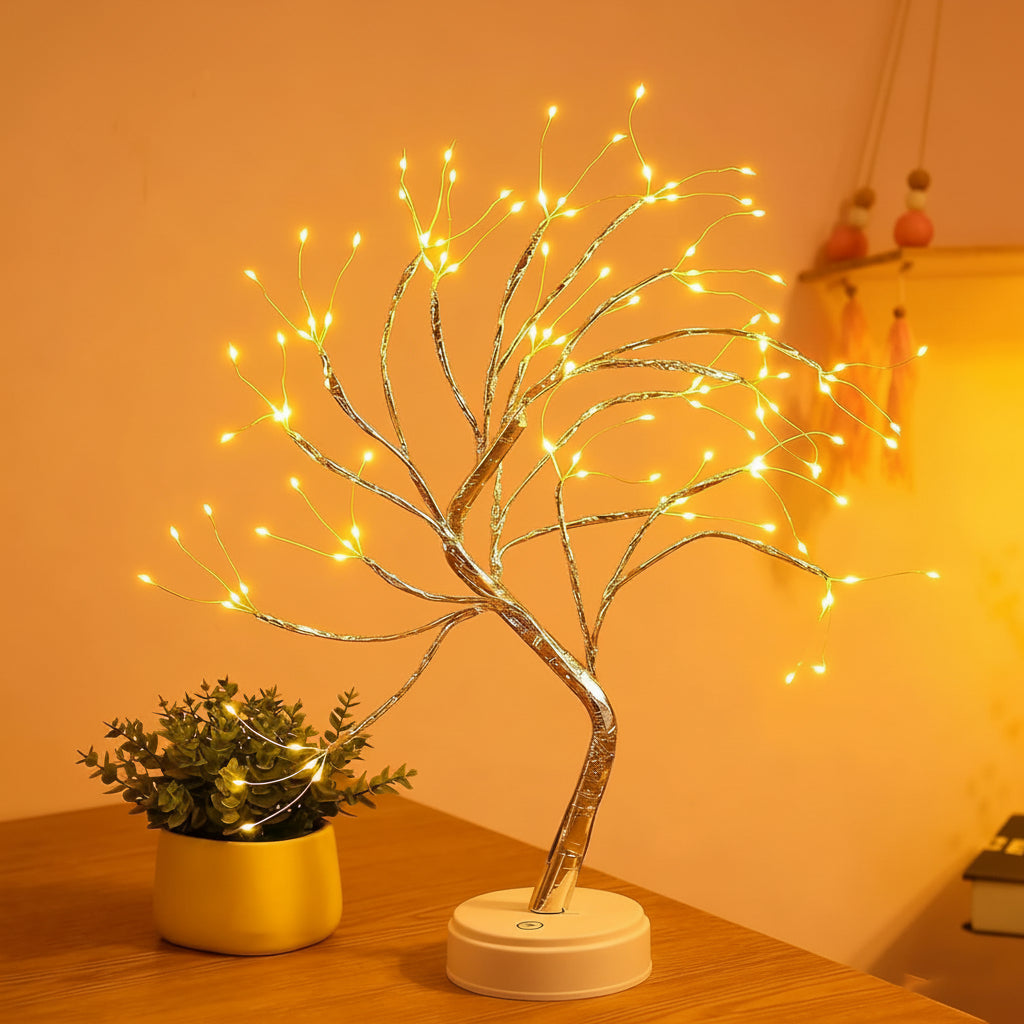 Lámpara de mesa decorativa inspirada en la naturaleza con diseño de bonsái