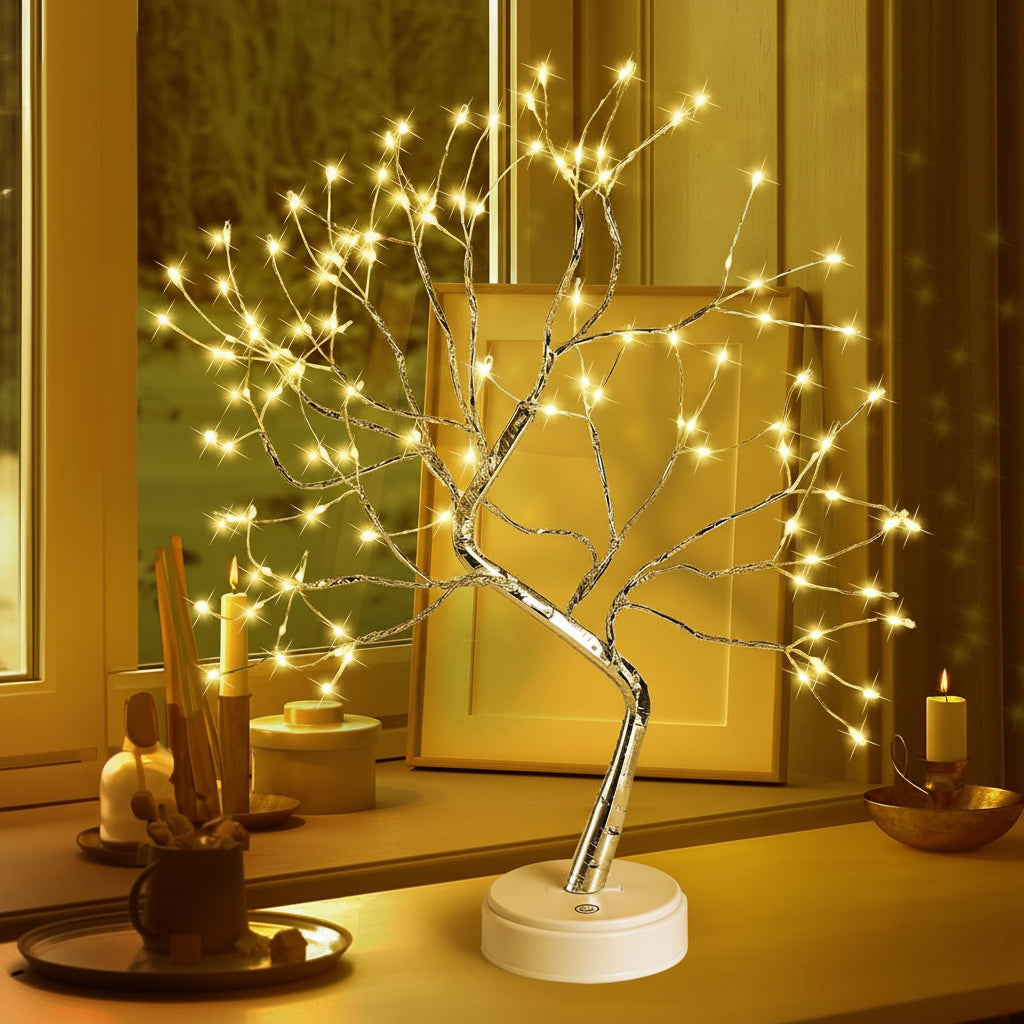 Lámpara de mesa decorativa inspirada en la naturaleza con diseño de bonsái