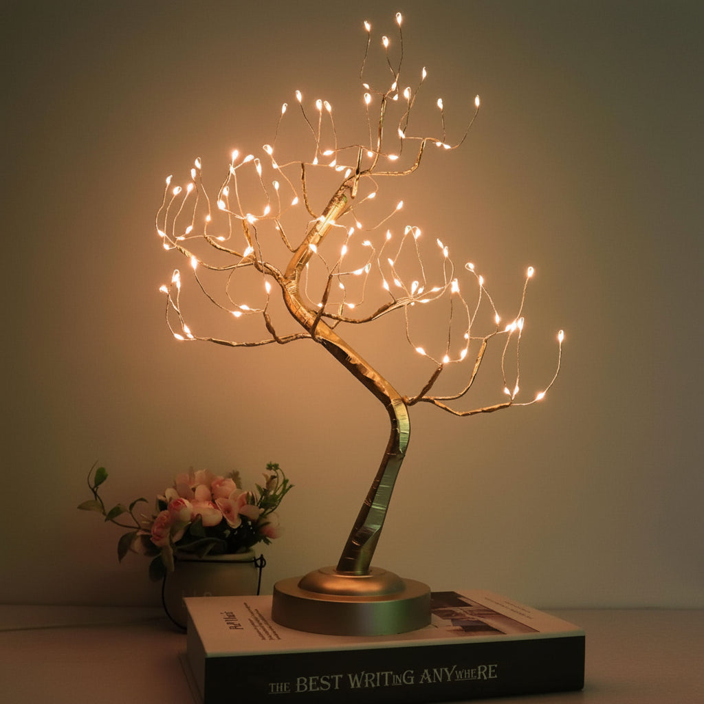 Lámpara de mesa decorativa inspirada en la naturaleza con diseño de bonsái