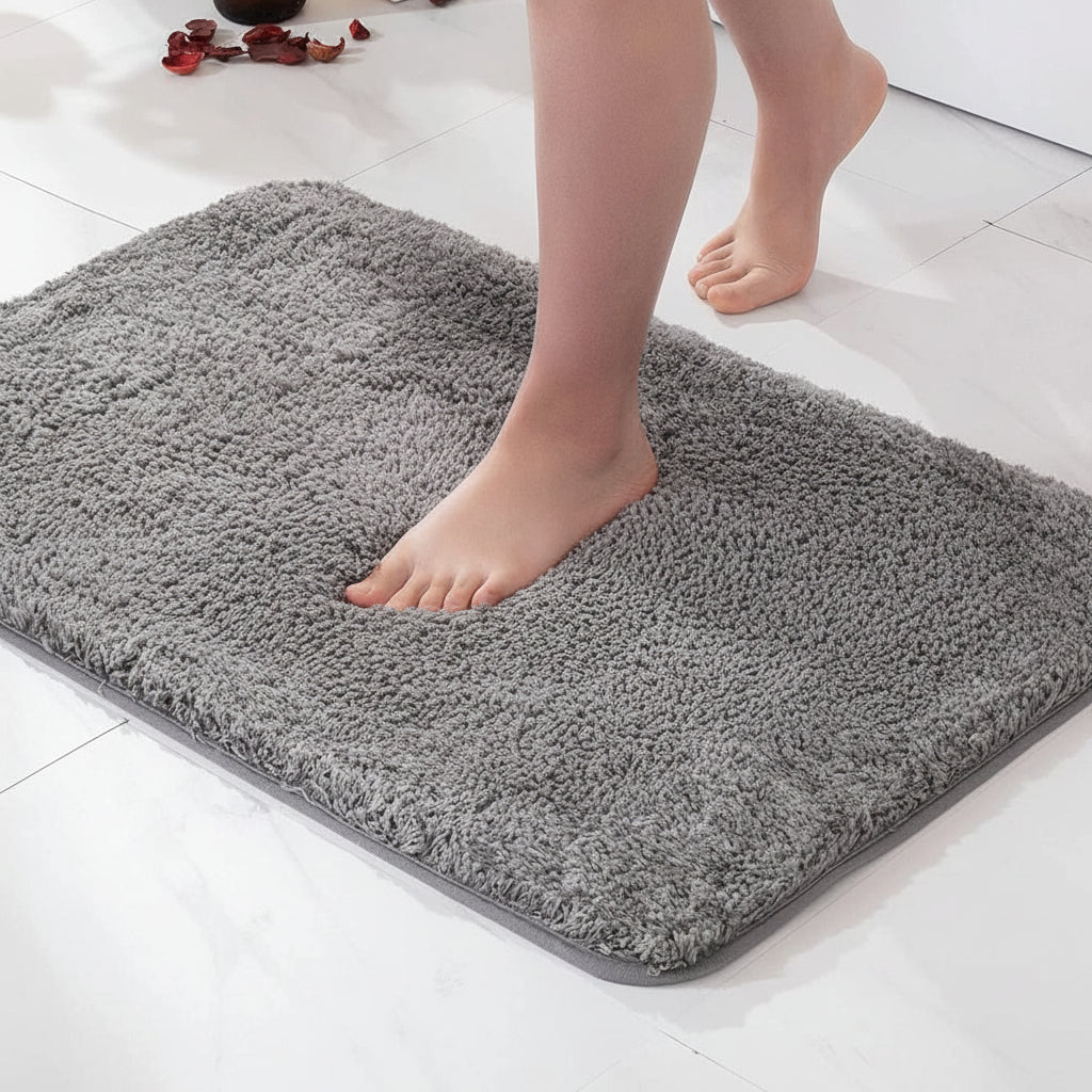 Alfombra de baño de microfibra de felpa ultrasuave, absorbente y antideslizante