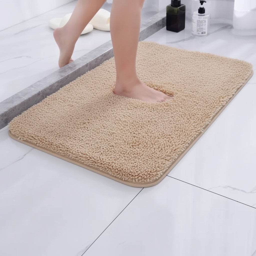 Alfombra de baño de microfibra de felpa ultrasuave, absorbente y antideslizante
