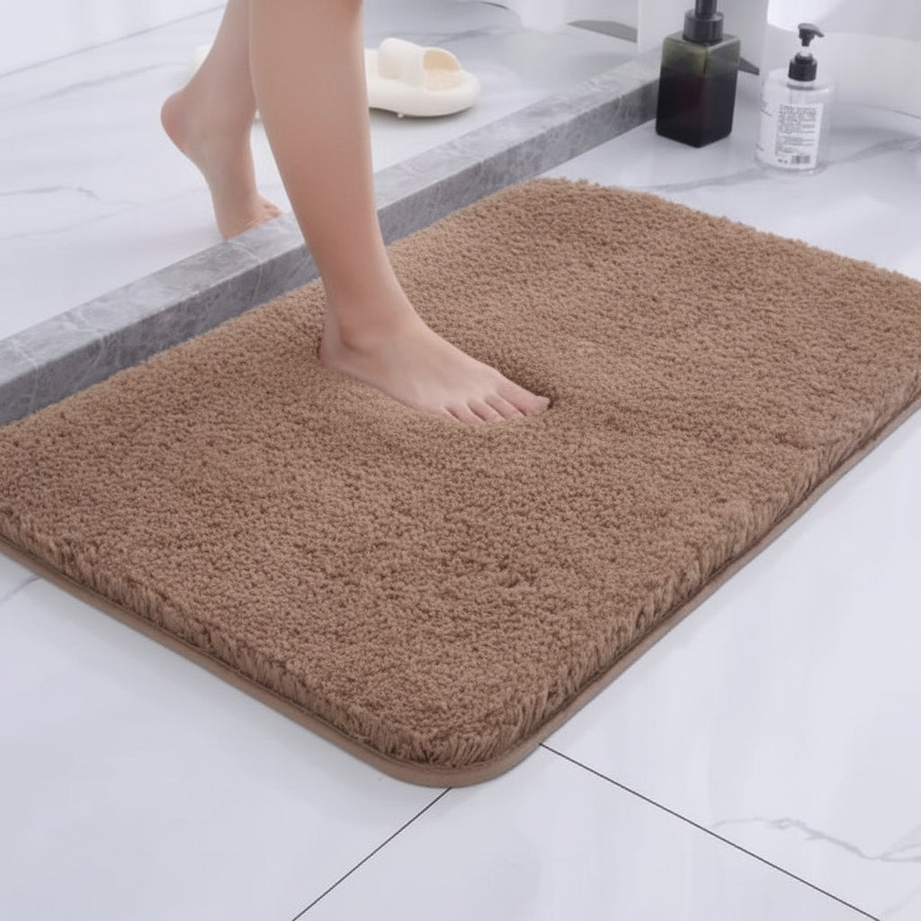 Alfombra de baño de microfibra de felpa ultrasuave, absorbente y antideslizante