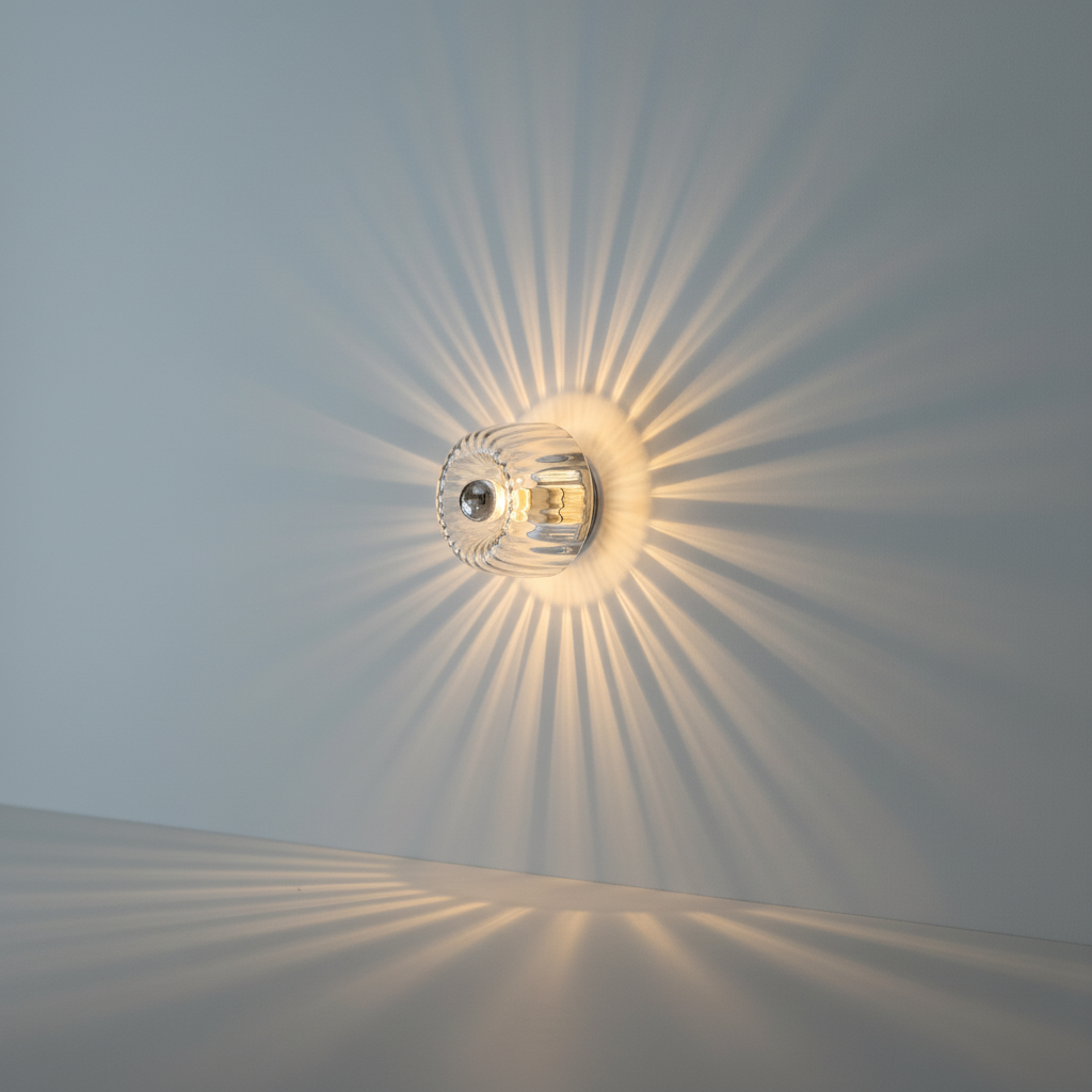 Aplique de pared inspirado en la Bauhaus, con vidrio acanalado y soporte metálico
