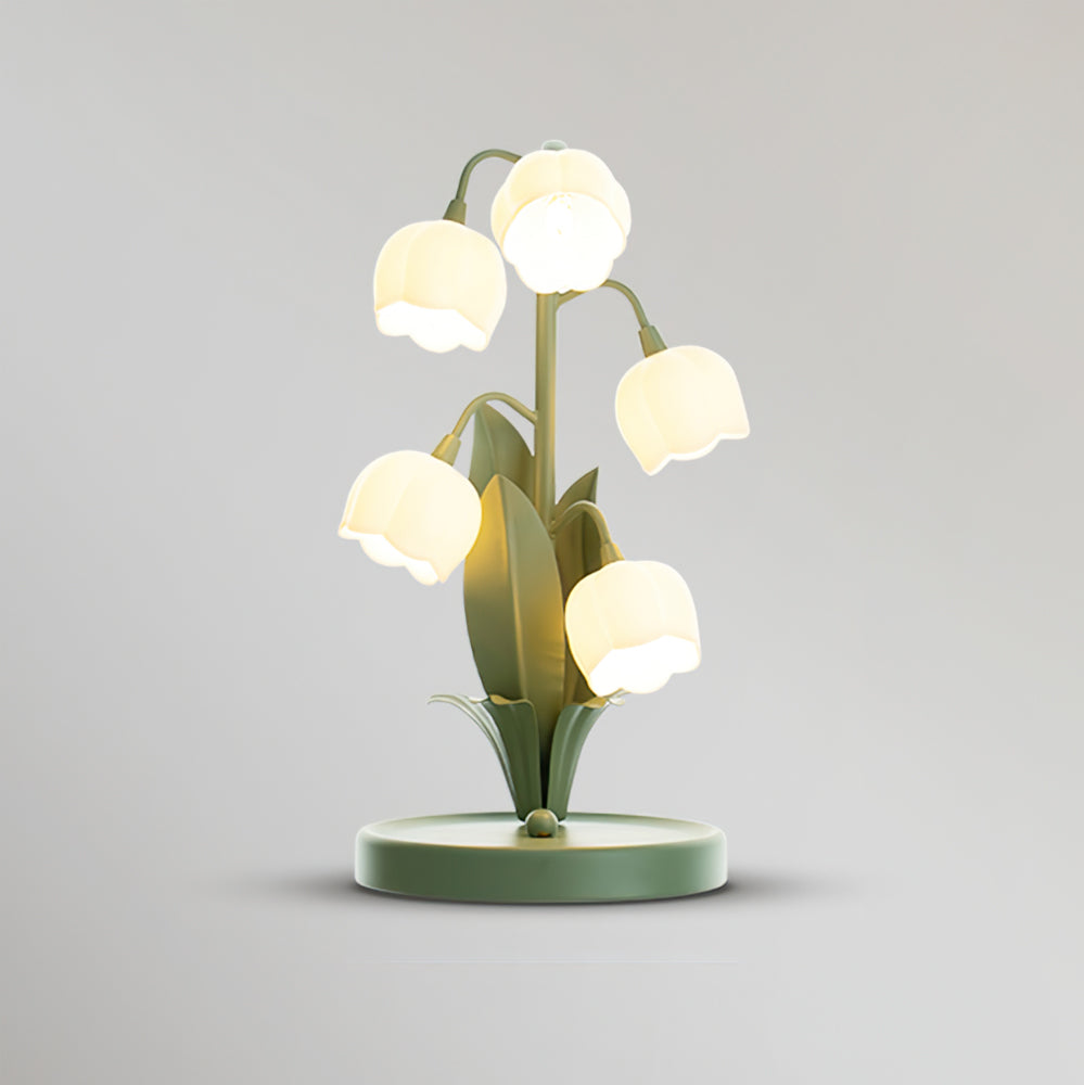 Lámpara de mesa floral con forma de tulipán y flor de orquídea