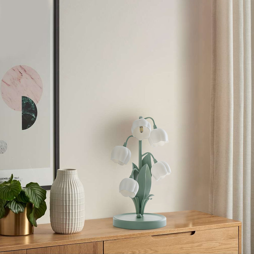 Lámpara de mesa floral con forma de tulipán y flor de orquídea