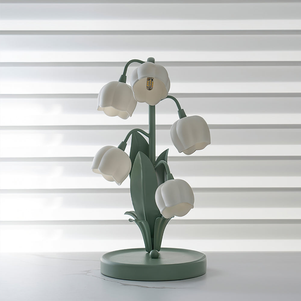 Lámpara de mesa floral con forma de tulipán y flor de orquídea