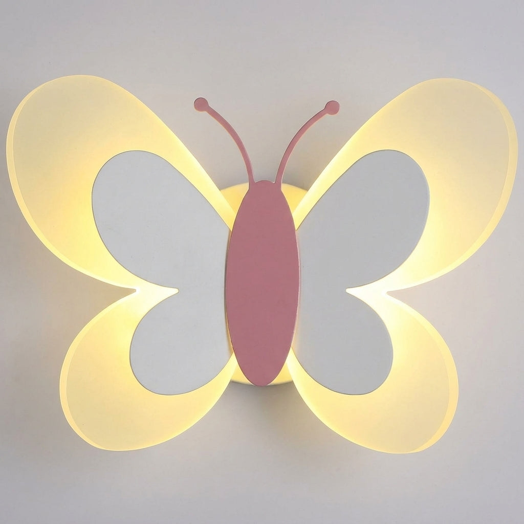 Lámpara de pared de acrílico montada con silueta de mariposa divertida