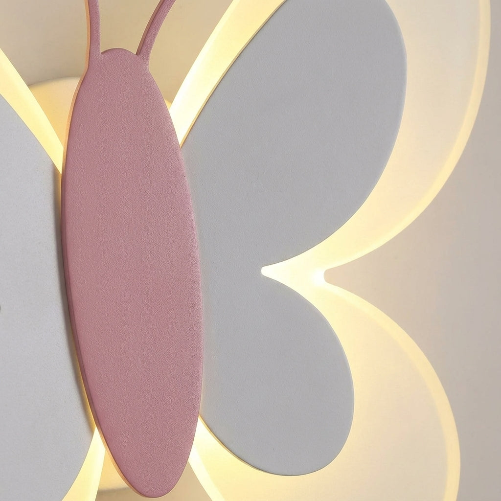 Lámpara de pared de acrílico montada con silueta de mariposa divertida