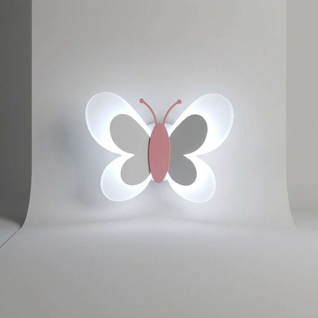 Lámpara de pared de acrílico montada con silueta de mariposa divertida