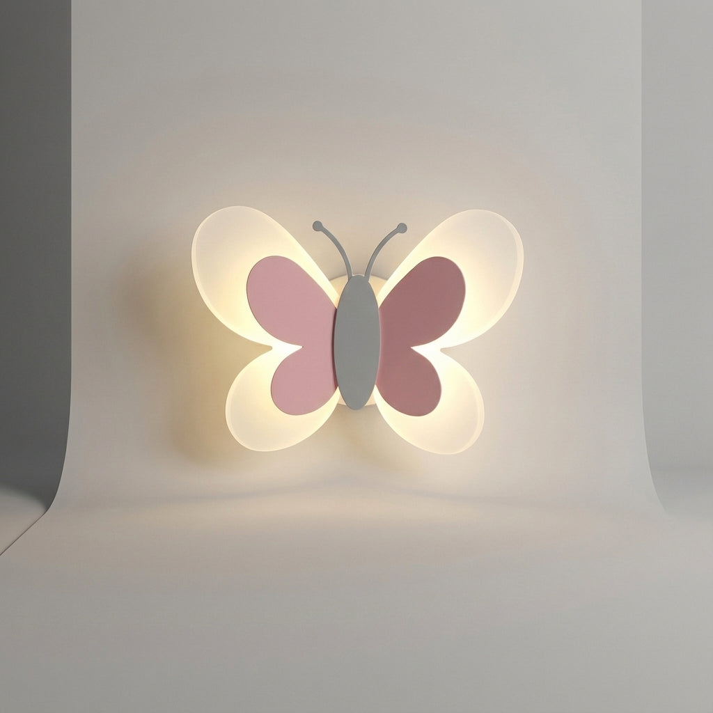 Lámpara de pared de acrílico montada con silueta de mariposa divertida