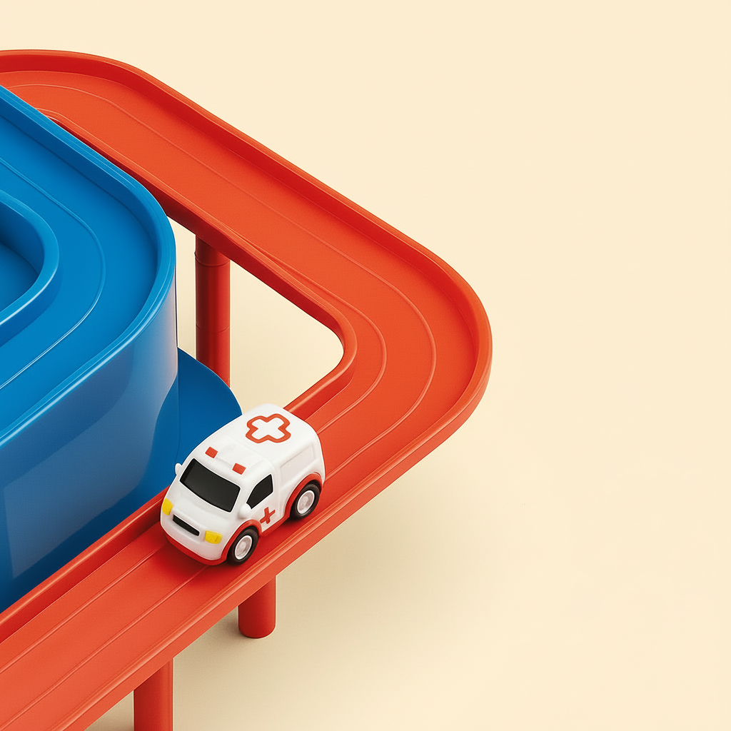 Set de juego de rompecabezas de pista mecánica para autos, modular y de aventura urbana