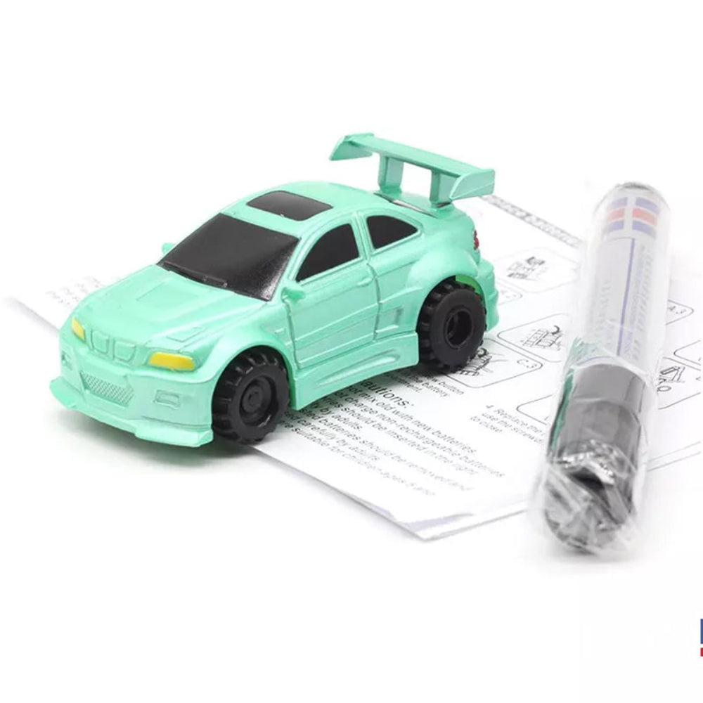 Set compacto de juguete de coche de dibujo guiado por bolígrafo sobre pistas interactivas