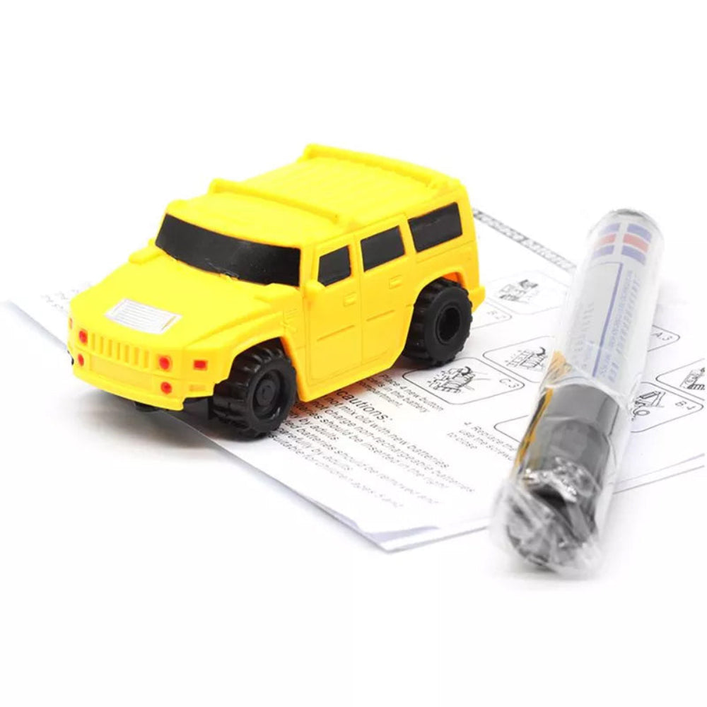 Set compacto de juguete de coche de dibujo guiado por bolígrafo sobre pistas interactivas